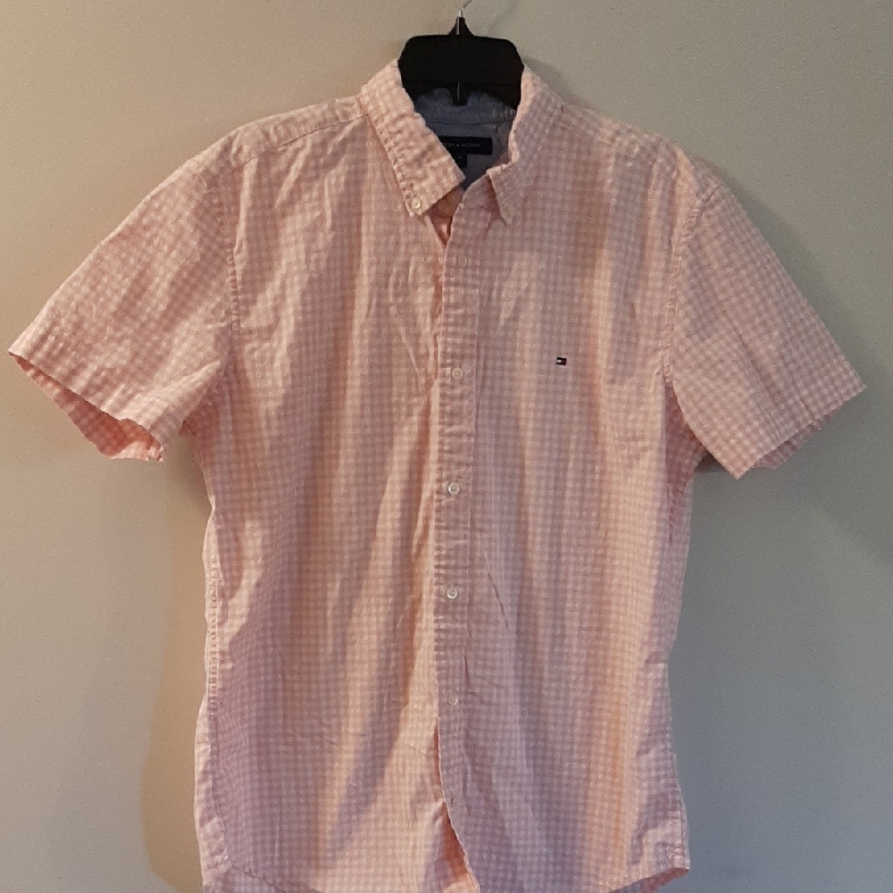 Tommy Hilfiger Men's Light Pink Plaid Shirt